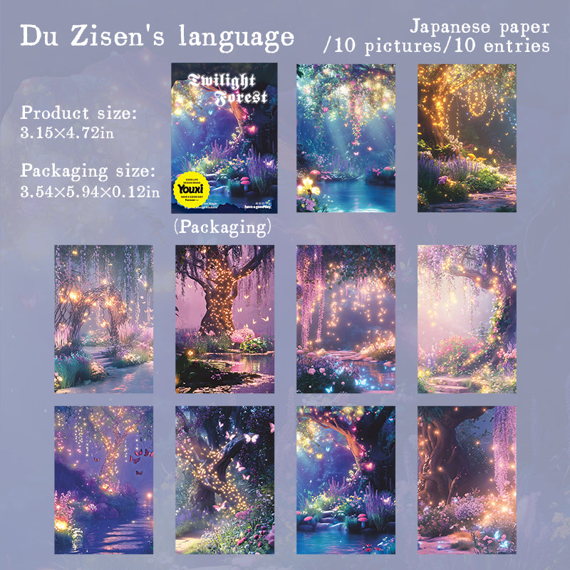0521 Twilight forest Washi Sticker -10Pcs each pack