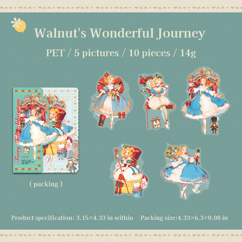 0726 Fairy tale girl PET Sticker -10Pcs each pack