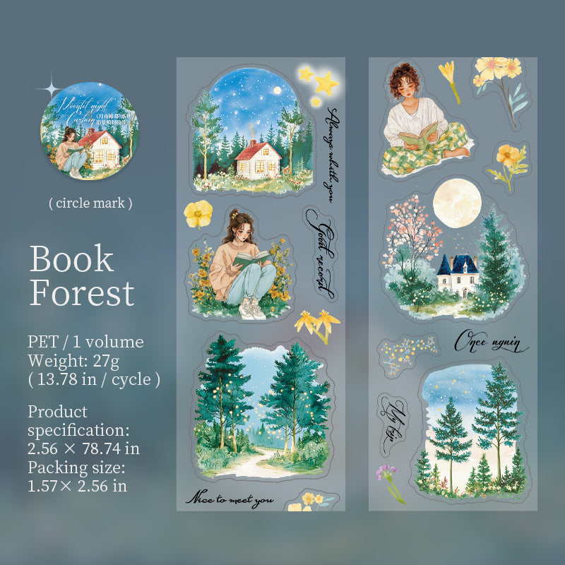 0610 Girl and night scene PET tape *pre-cut -6.5CM*2M