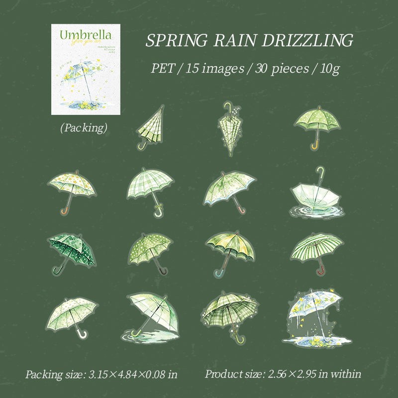 Give You an Umbrella PET Stickers -30Pcs each pack