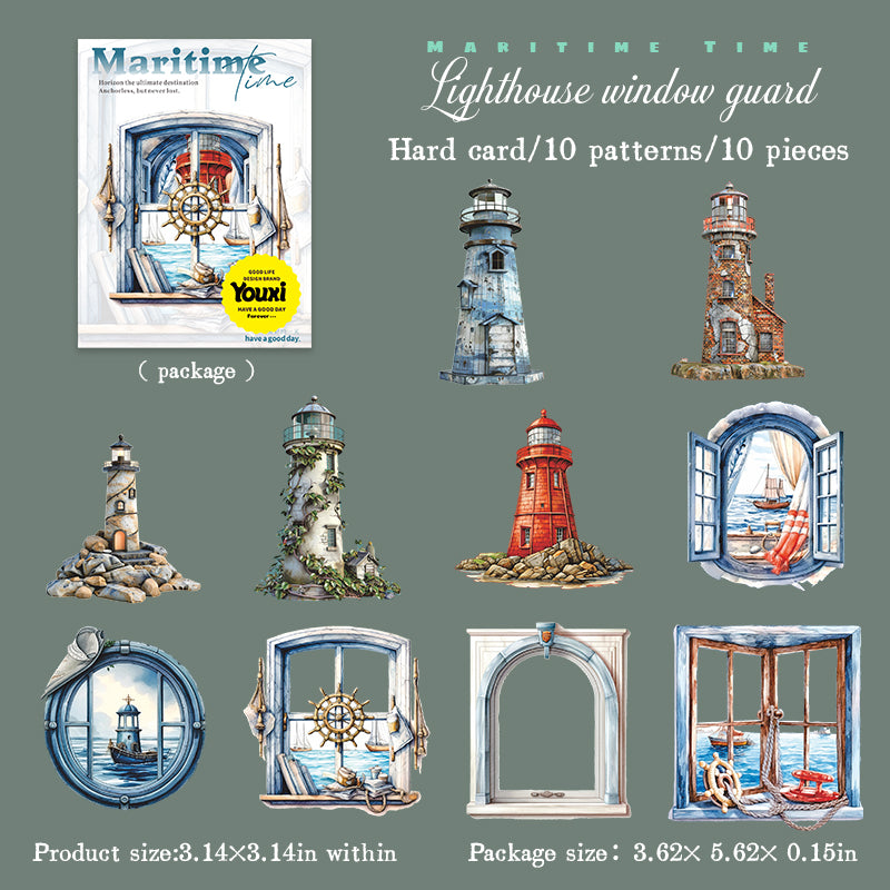 0708 Sailing time cardstock sticker -10Pcs each pack