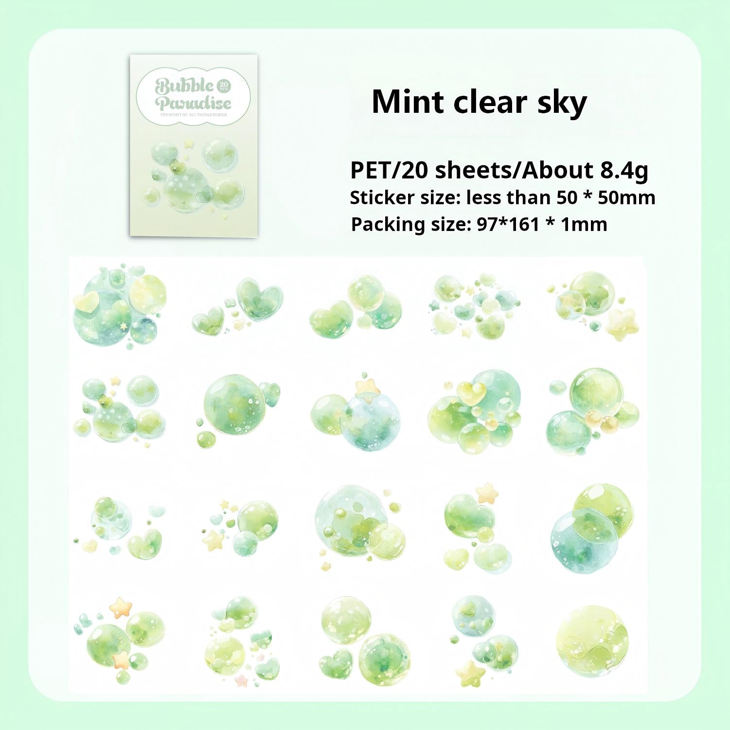 260128 Dreamy bubble PET sticker -20Pcs each pack