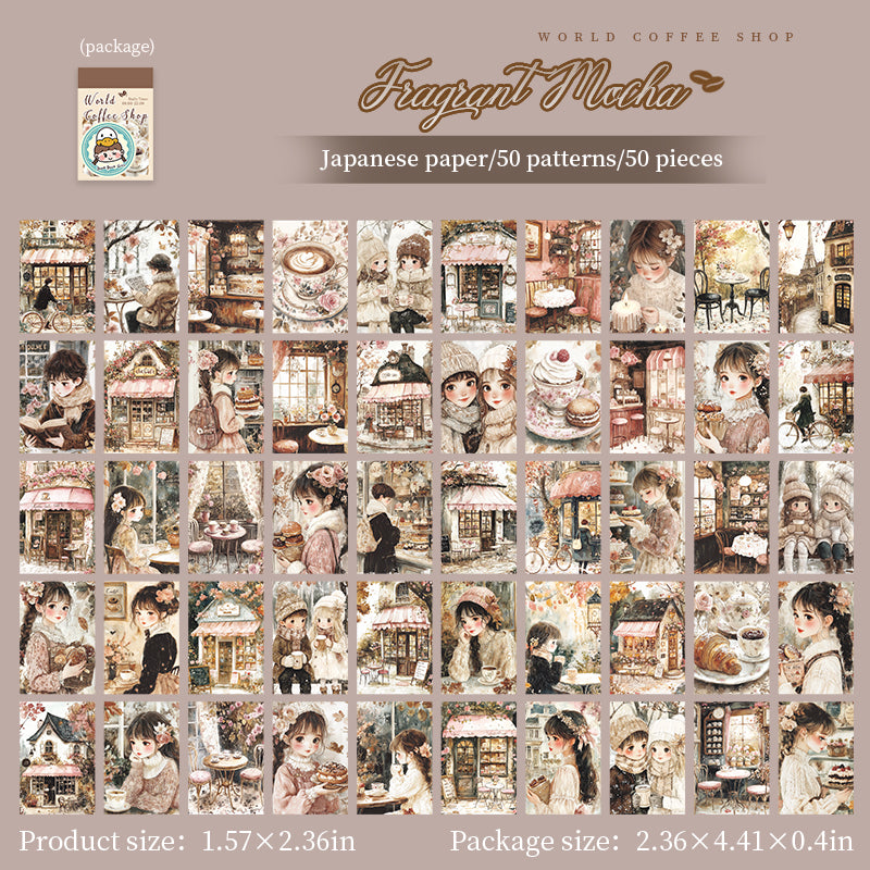 0623 Coffee shop Washi mini Sticker book -50Pcs each pack