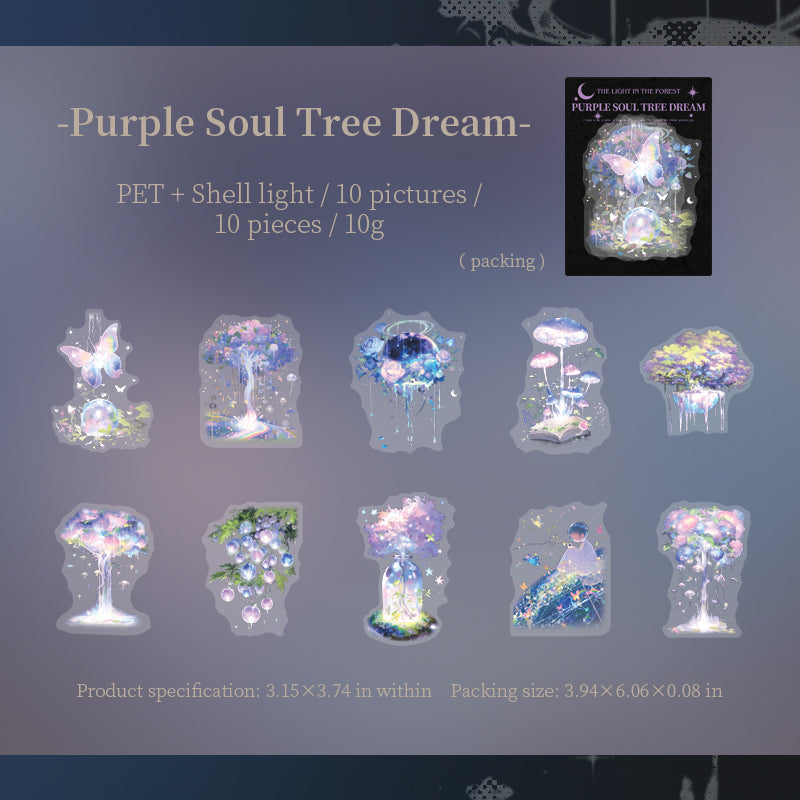 0914 Light in the forest PET Sticker -10Pcs each pack