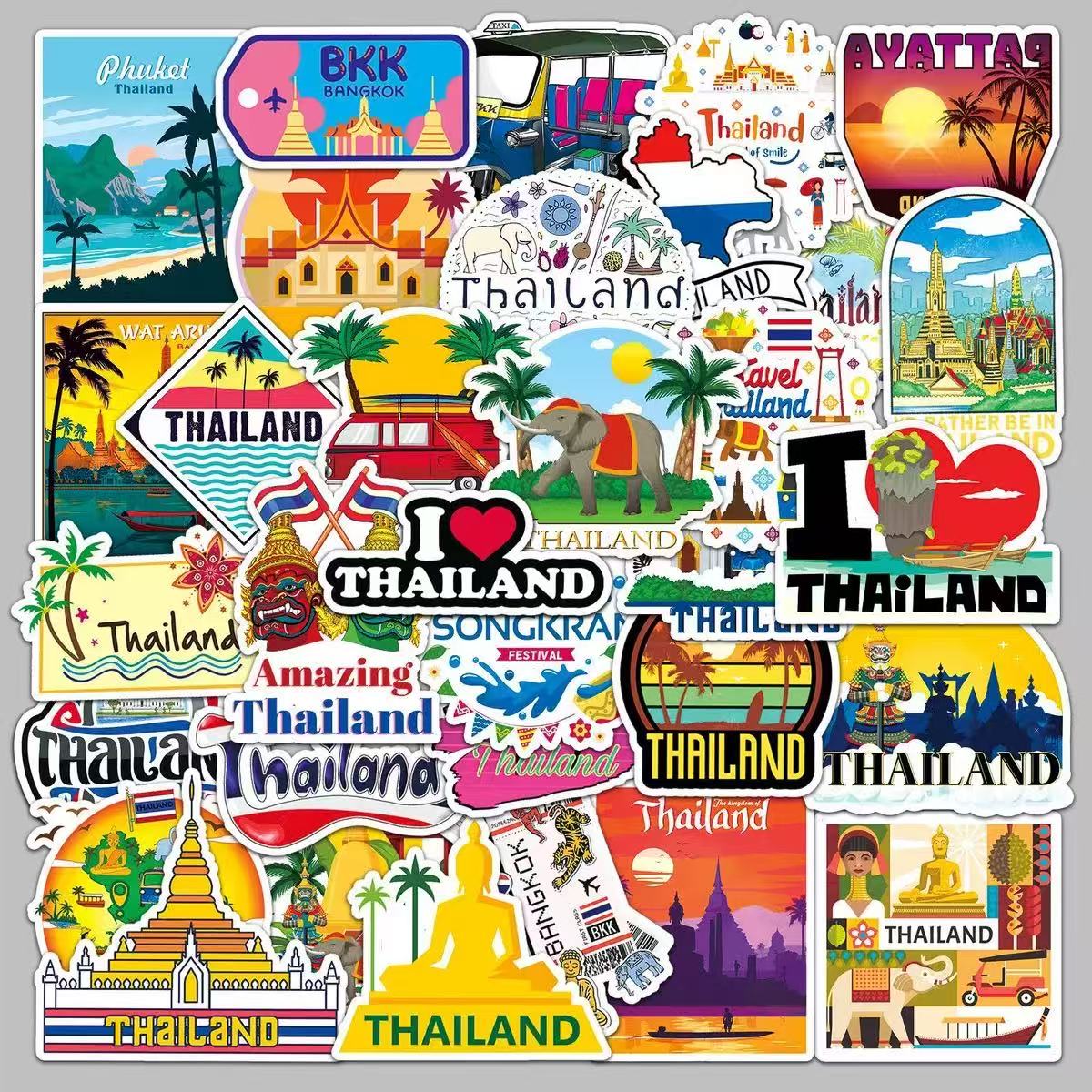 0609 50 Thailand travel Stickers solid with white border