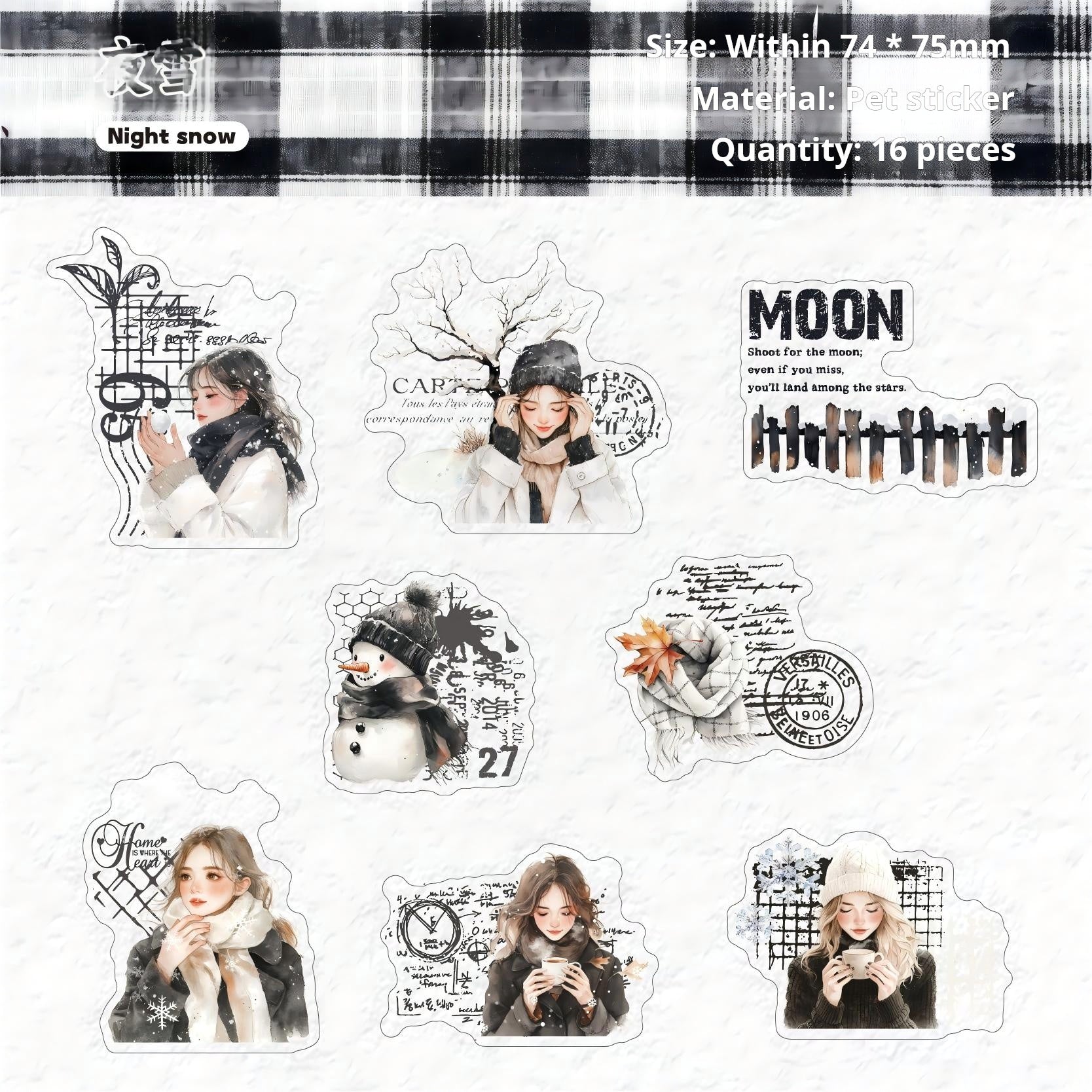 1127 Warm winter PET sticker -16Pcs each pack