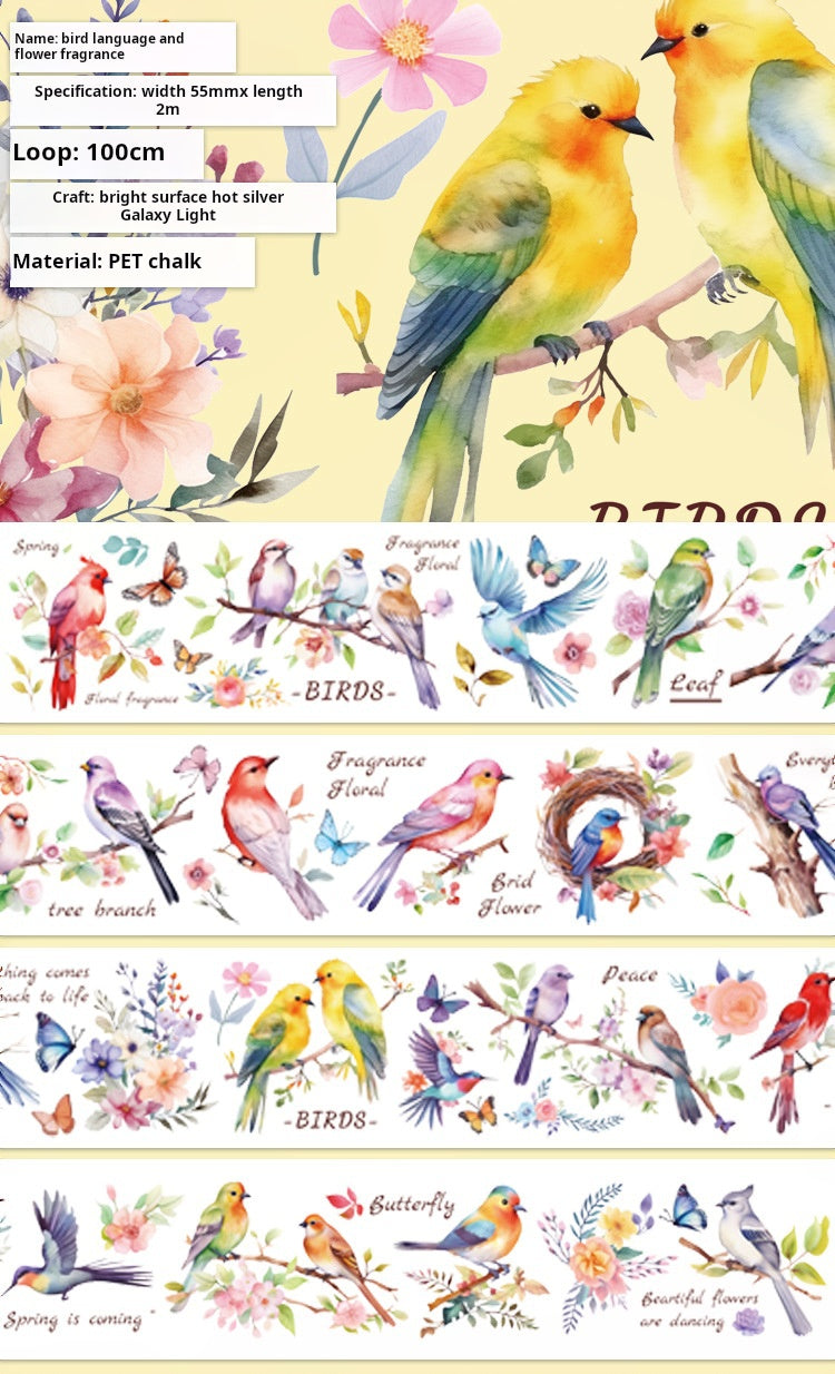 1128 T-467 Birds and flowers Tape -5.5cm*2m