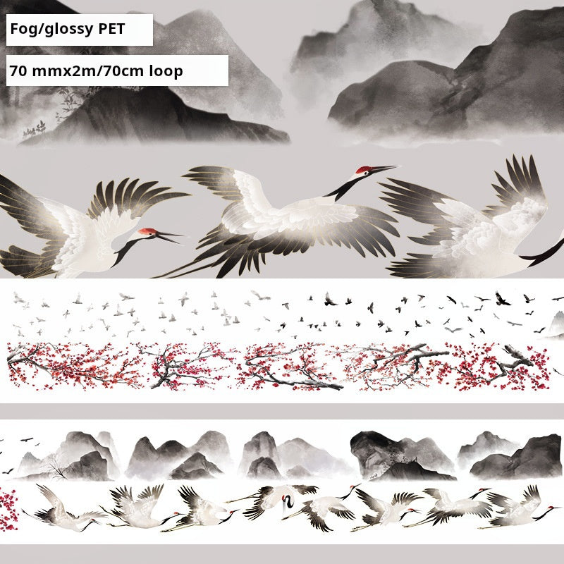 1128 T-468 Crane and Plum in the Mist Tape -7cm*2m